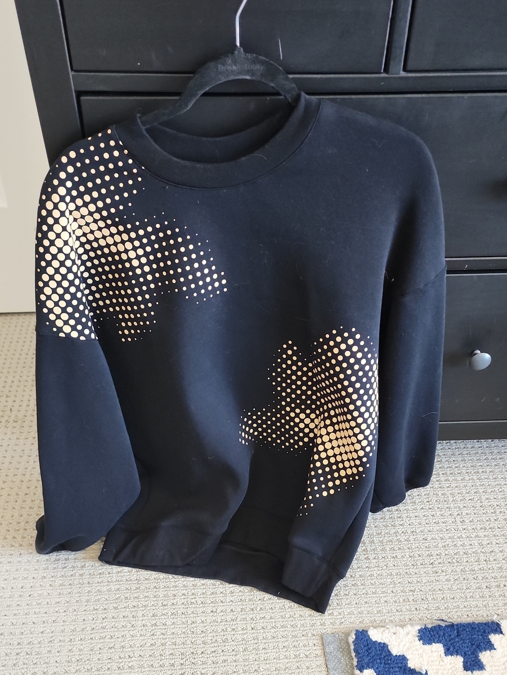 Black Sweatshirt with Gold Dot Graphic